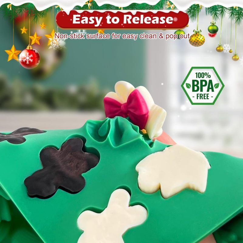 Christmas Silicone Molds: 2 Pack 60-Cavity - Food-Grade Flexible Non-Stick Silicone Candy Molds for Holiday DIY Treats, Christmas Gift Making, Home Baking Enthusiasts - Image 4