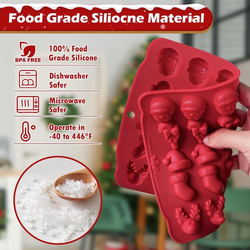 Christmas Silicone Molds: 2 Pack 60-Cavity - Food-Grade Flexible Non-Stick Silicone Candy Molds for Holiday DIY Treats, Christmas Gift Making, Home Baking Enthusiasts - Image 5