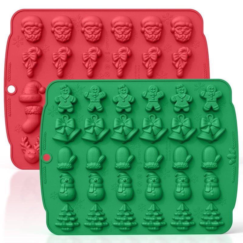 Christmas Silicone Molds: 2 Pack 60-Cavity - Food-Grade Flexible Non-Stick Silicone Candy Molds for Holiday DIY Treats, Christmas Gift Making, Home Baking Enthusiasts - Image 1