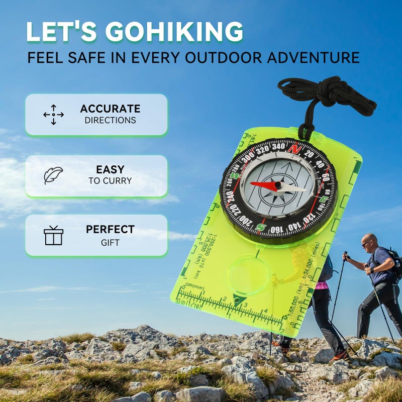 HKDiRedy Orienteering Compass for Kids & Beginners â€“ Lightweight Magnetic Navigation Compass with Map Scale, Easy-to-Read Dial for Camping, Hiking, Backpacking, Scouting & Outdoor Learning - Image 4