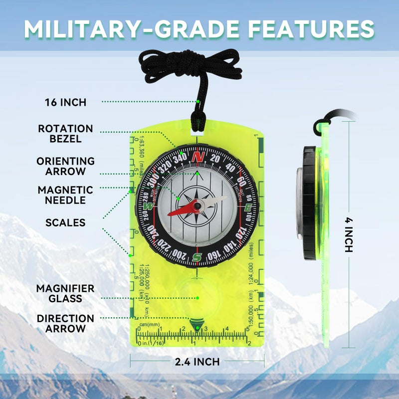 HKDiRedy Orienteering Compass for Kids & Beginners â€“ Lightweight Magnetic Navigation Compass with Map Scale, Easy-to-Read Dial for Camping, Hiking, Backpacking, Scouting & Outdoor Learning - Image 3
