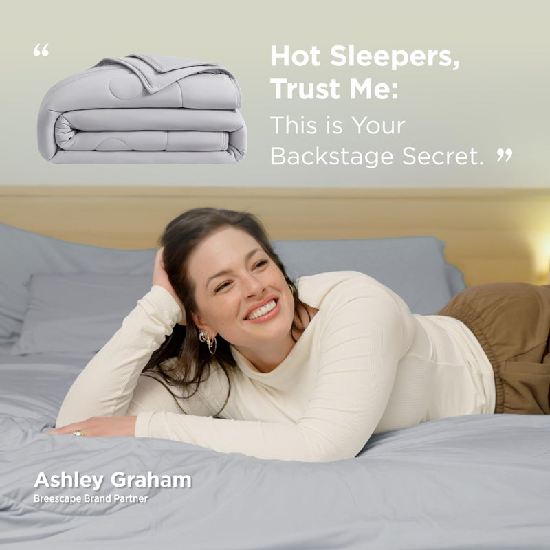 Breescape Cooling Comforter King Size - BlendTek Q-Max>0.46 Tech, Breathable Blanket for Hot Sleepers & Night Sweats Relief, Premium Lightweight Summer Bedding, 106x96 Inches, Misty Gray - Image 5