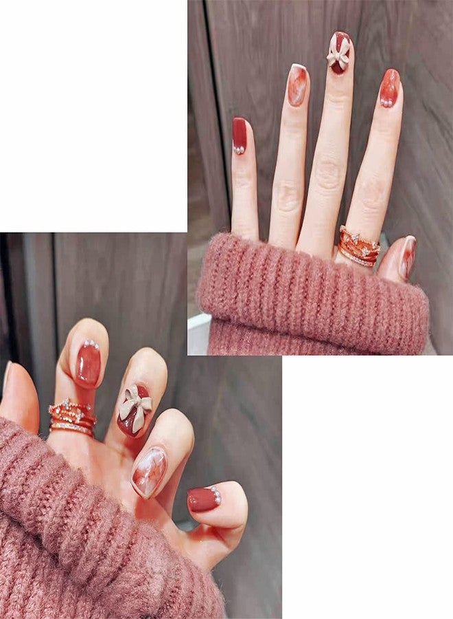 Sunkizzrs® Nails Extension Artificial False Nails Acrylic Full Fake Nail Tips Art Set (Style I) - Pack of 24 Everlasting French Tip Nails With Adhesive Stickers & Nail File - Image 4