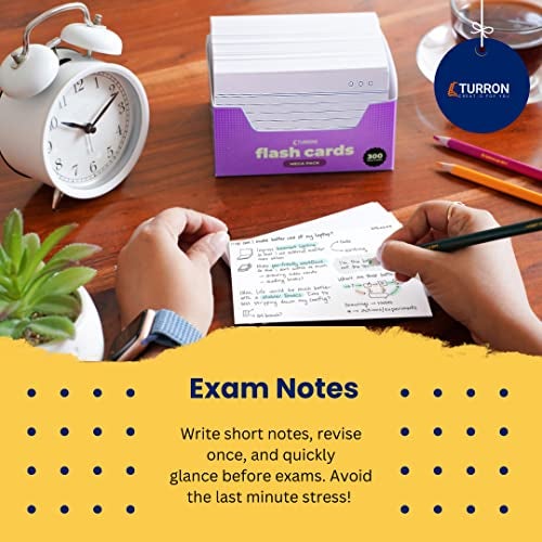 Turron Blank Index Flash Cards (300, White, 3 x 5 Inch, 2-Side Ruled) - Image 3