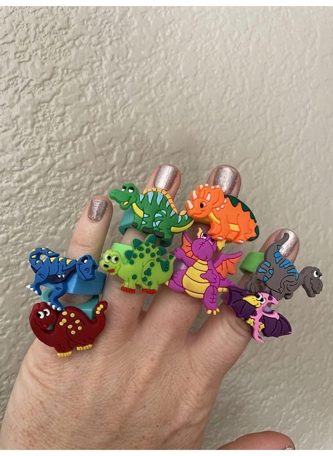 Finduat - 24 Pcs Dinosaur Rubber Rings For Party Favors Dinosaur Rings Cupcake Topper For Dinosaur Party Supplies - Image 1