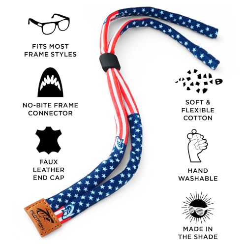 Pilotfish Premium Cotton Eyewear Retainer Sunglass Strap - Multiple Design Options - Soft & Durable Sunglass Holder - Image 2
