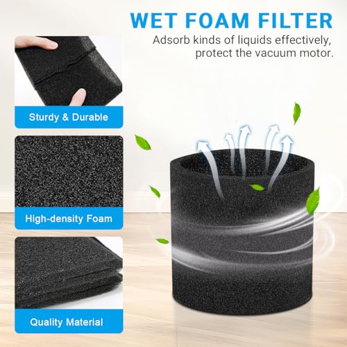 Zibopon 4 Pack 90585 Foam Sleeve Filter Fit for Shop Vac 5 Gallon and Above Wet/Dry Vacuum, Part# 9058500, 9058508, 9058511, 9058527, 9058533, Type R - Image 4