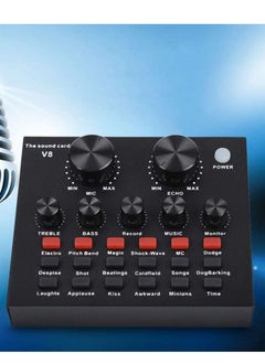 V8-Live Sound Card, USB External V8 Karaoke Recording Mobile Audio Mixer, Audio Live Broadcast KTV Sound Card for Live Broadcast, K Songs, Recording, Voice Chatting