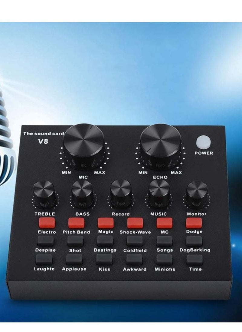 Generic - V8-Live Sound Card, USB External V8 Karaoke Recording Mobile Audio Mixer, Audio Live Broadcast KTV Sound Card for Live Broadcast, K Songs, Recording, Voice Chatting - Image 1