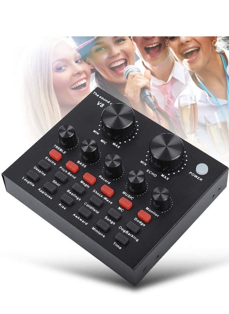 Generic - V8-Live Sound Card, USB External V8 Karaoke Recording Mobile Audio Mixer, Audio Live Broadcast KTV Sound Card for Live Broadcast, K Songs, Recording, Voice Chatting - Image 1