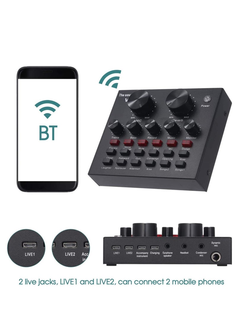 Generic - V8-Live Sound Card, USB External V8 Karaoke Recording Mobile Audio Mixer, Audio Live Broadcast KTV Sound Card for Live Broadcast, K Songs, Recording, Voice Chatting - Image 1