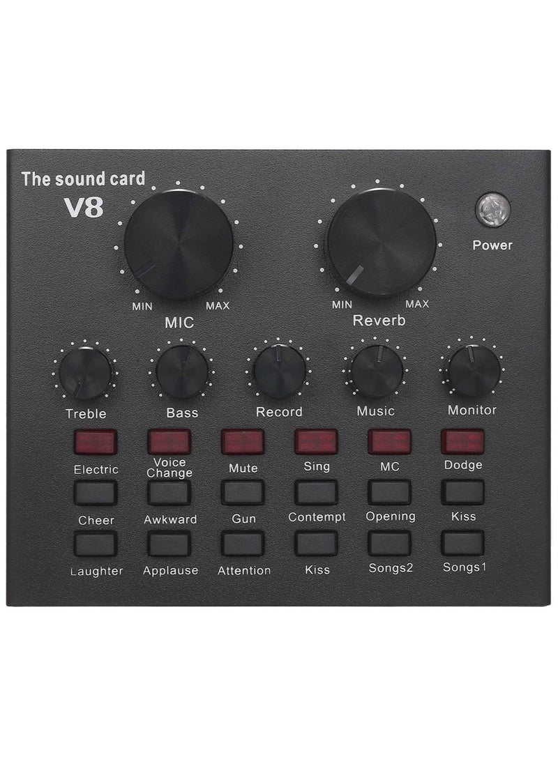 Generic - V8-Live Sound Card, USB External V8 Karaoke Recording Mobile Audio Mixer, Audio Live Broadcast KTV Sound Card for Live Broadcast, K Songs, Recording, Voice Chatting - Image 1