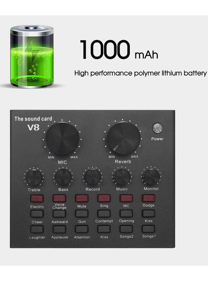 Generic - V8-Live Sound Card, USB External V8 Karaoke Recording Mobile Audio Mixer, Audio Live Broadcast KTV Sound Card for Live Broadcast, K Songs, Recording, Voice Chatting - Image 1