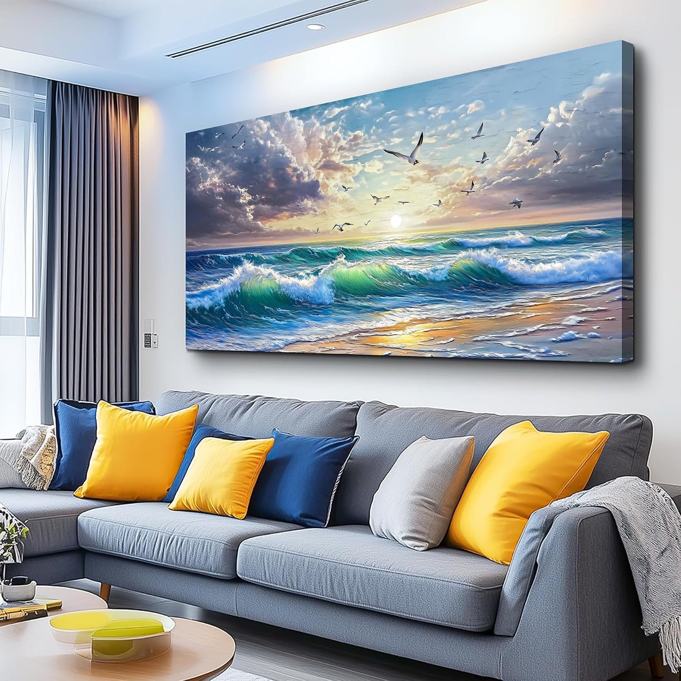 ARS Canvas Wall Art For Bedroom Wall Decorations For Living Room Modern Office Wall Decor Seaside Scenery Lighthouse Mountain Pictures Printed 60x90cm