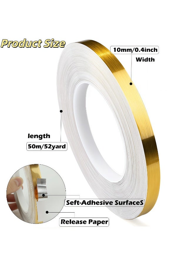 XiuWoo Art tape，Self Adhesive Wall Edging Strip，Waterproof Ceiling Border Door Frame Waist Line Interior Decoration Kitchen Bathroom Tiles ，for floor/wall tiles, wallpaper gaps, floor lines, corners，toilets, wall/floor gaps（10mm*50m） - Image 2