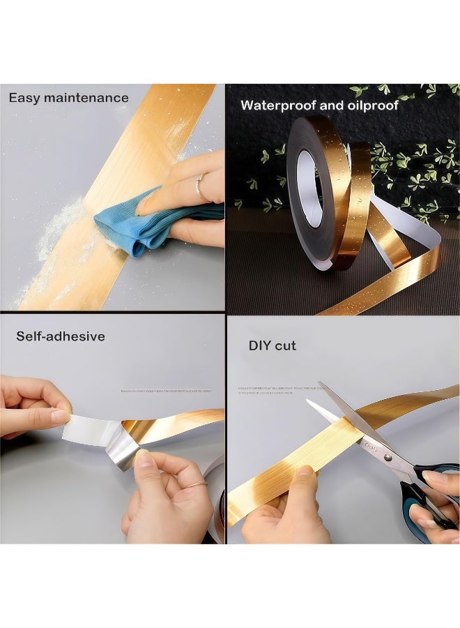 XiuWoo Art tape，Self Adhesive Wall Edging Strip，Waterproof Ceiling Border Door Frame Waist Line Interior Decoration Kitchen Bathroom Tiles ，for floor/wall tiles, wallpaper gaps, floor lines, corners，toilets, wall/floor gaps（10mm*50m） - Image 3