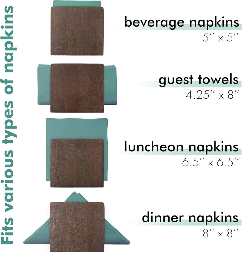 Toros.Store Napkin Holder For Table  Wooden Farmhouse Napkin Holders Brown Simple Upright Vertical Dining Table Cocktail Napkins Dispenser Kitchen Rustic Natural Walnut Wood For Paper Napkins - Image 5