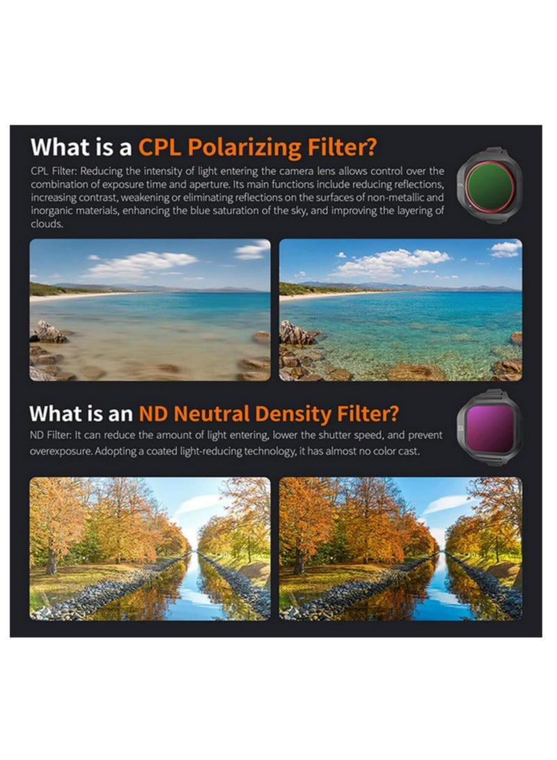 4Pack ND8 ND32 ND128 CPL Polarizer Neutral Density Filters Drone Accessories ND C PL Lens Filter Set Compatible with DJI Mini 5 Pro Multi-Layer Coating HD Optical Glass - Image 5
