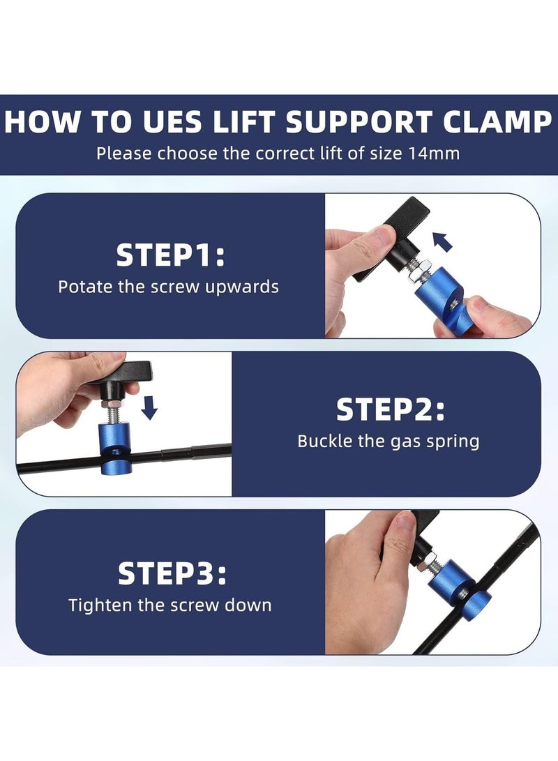 Loquat Car Hood Prop Struts Clamp, Hood Lift Clamp, Lift Support Clamp, 0.55 Inch Hood Lift Support Clip, for Car Rod Retaining Holder Tool, Portable Aluminum Alloy Anti (2 PCS) - Image 2