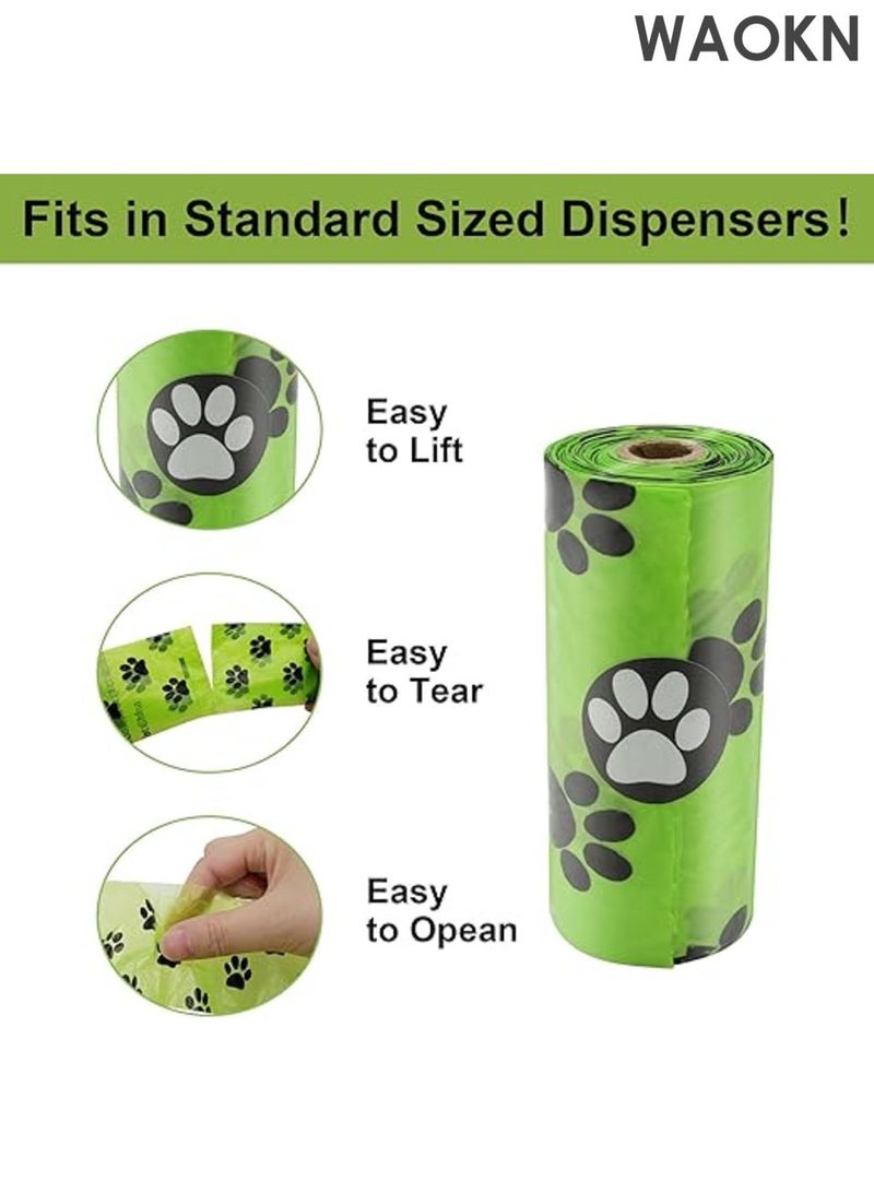 WAOKN 16 rolls Dog Poop Bag Dispenser with Waste Bags ,  Leak Proof and Extra Thick Pet Waste Bags, 1 Poop Bag Holder , 16  Rolls for Leash Dogs and Cats , Super Value Pack ，Biodegradable garbage bags , Green . - Image 5