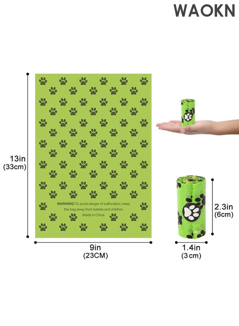 WAOKN 16 rolls Dog Poop Bag Dispenser with Waste Bags ,  Leak Proof and Extra Thick Pet Waste Bags, 1 Poop Bag Holder , 16  Rolls for Leash Dogs and Cats , Super Value Pack ，Biodegradable garbage bags , Green . - Image 3