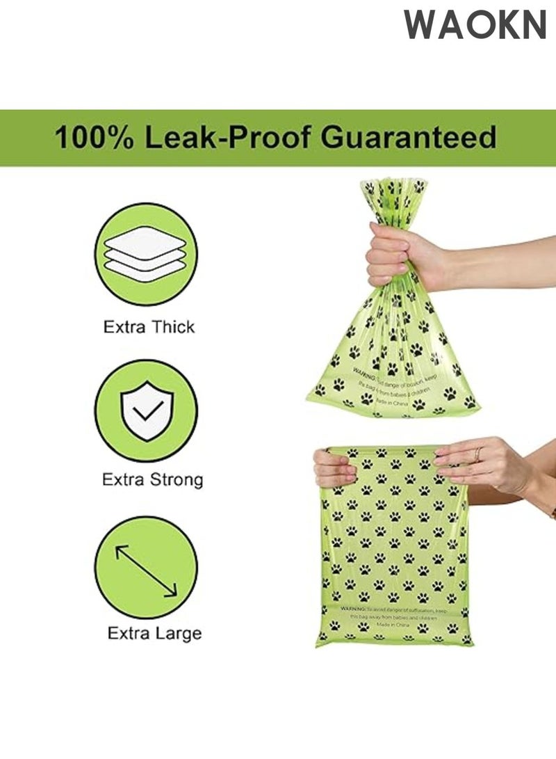 WAOKN 16 rolls Dog Poop Bag Dispenser with Waste Bags ,  Leak Proof and Extra Thick Pet Waste Bags, 1 Poop Bag Holder , 16  Rolls for Leash Dogs and Cats , Super Value Pack ，Biodegradable garbage bags , Green . - Image 4