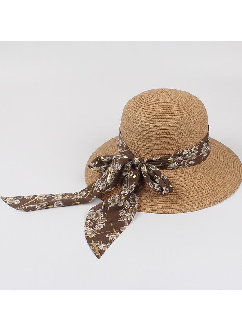 KUYING New Fashion Ribbon Bow Straw Hat  - Image 1