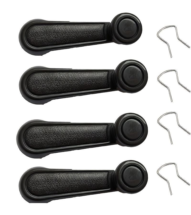 Black 4pcs Car Window Regulator Crank Handle Universal Manual Window Crank Lever with Bushing and Spring for Automotive Interior Replacement - Image 1
