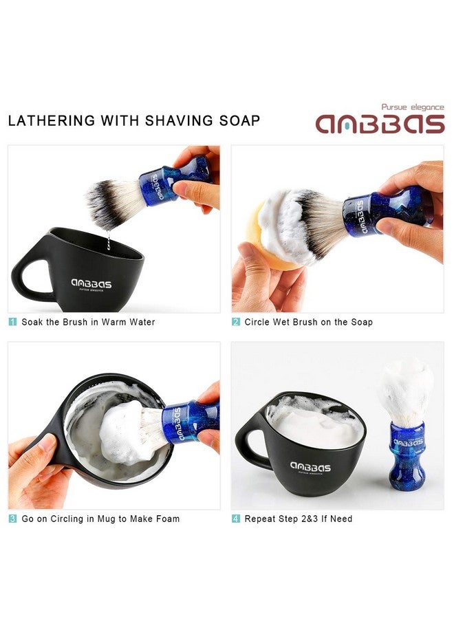 Anbbas Synthetic Badger Shaving Brush with Resin Handle Nylon Bristles Hair Anbbas Lathering Foam Brush for Men Travel Professional Wet Shaving(Blue,Knot: 24 mm) - Image 5