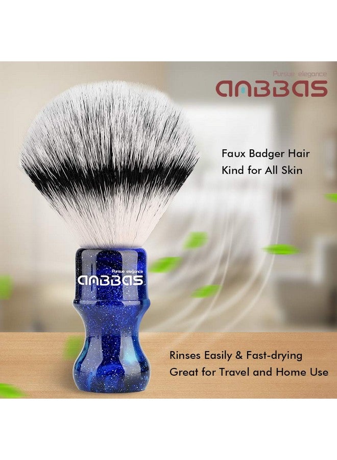 Anbbas Synthetic Badger Shaving Brush with Resin Handle Nylon Bristles Hair Anbbas Lathering Foam Brush for Men Travel Professional Wet Shaving(Blue,Knot: 24 mm) - Image 2