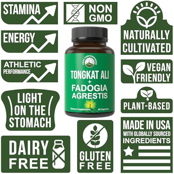 Peak Performance Tongkat Ali + Fadogia Agrestis 2-in-1 T Supplement for Men. Ultra High Strength Tongkat-Ali Longjack Extract + Fadogia Agrestis Extract. Vegan Capsules. Support Natural Energy. USA Tested Pills - Image 3