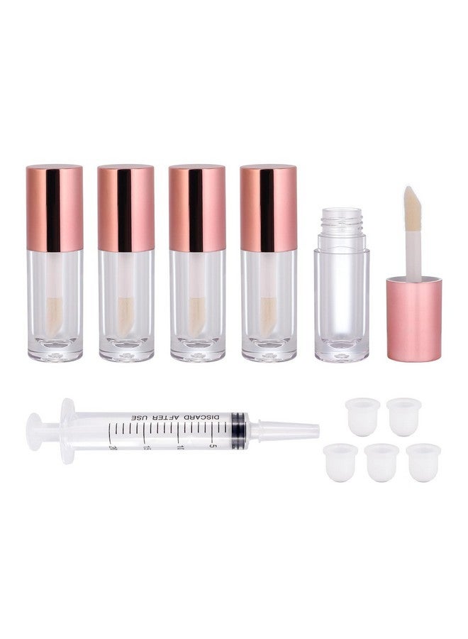 Snowso 5Pack Lip Gloss tubes with Big Doe Foot Wand, Empty 6ml Clear Lip Gloss Containers with Rubber Insert for DIY Lipgloss Makeup (Rosegold) - Image 1