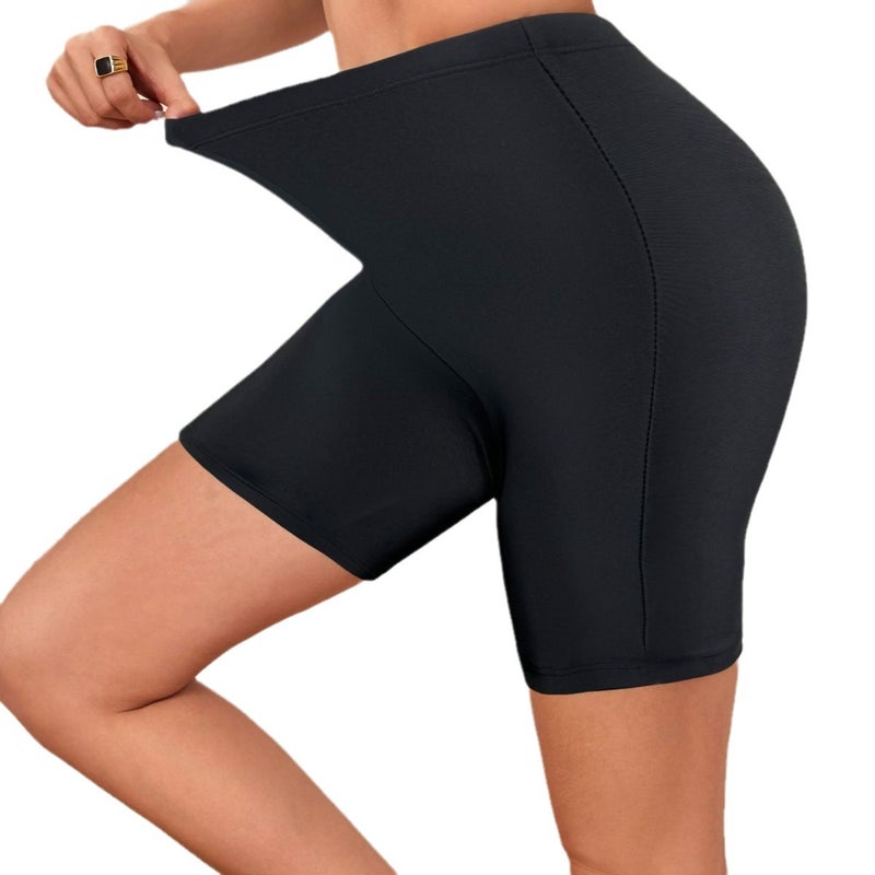 صيف - بيع شعبي نقطة لون صلب أسود شاطئ عطلة غير رسمية سباحة شورتات نسائية - Image 1