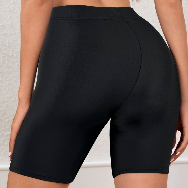 صيف - بيع شعبي نقطة لون صلب أسود شاطئ عطلة غير رسمية سباحة شورتات نسائية - Image 5