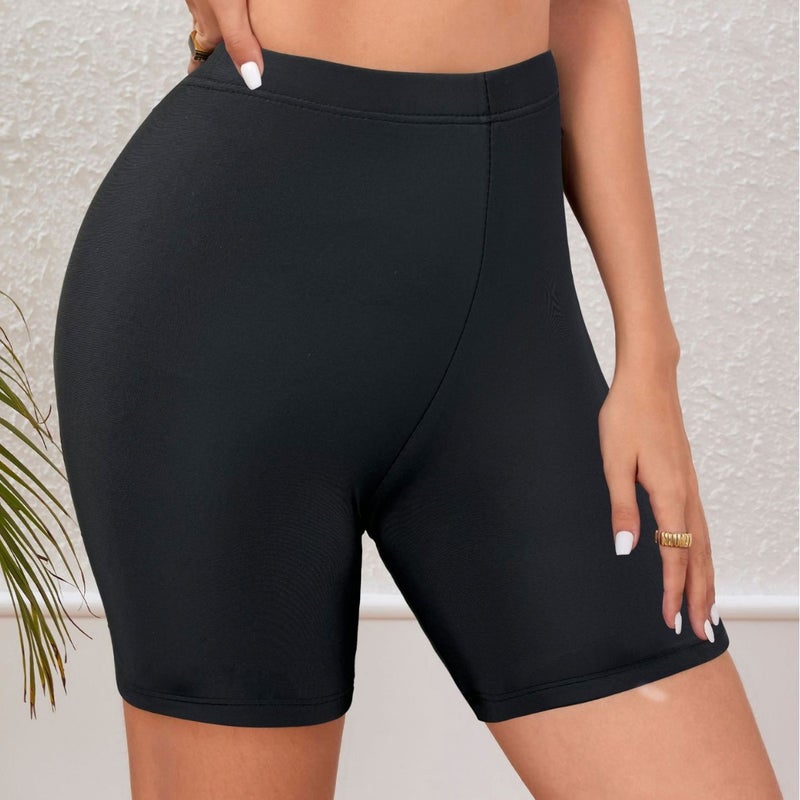 صيف - بيع شعبي نقطة لون صلب أسود شاطئ عطلة غير رسمية سباحة شورتات نسائية - Image 4