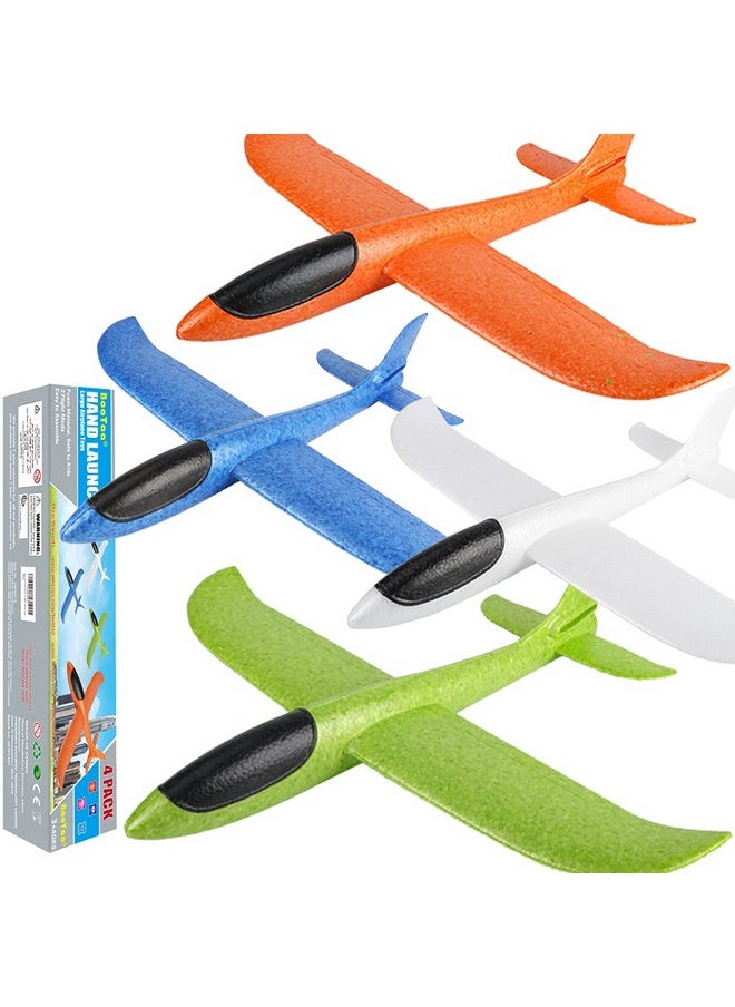 Bootaa BooTaa 4 Pack Airplane/Flying Toys, 17.5" Large Throwing Foam Plane/Gliders, 2 Flight Mode, Birthday Gifts for Girls Kids 3 4 5 6 7 8 9 10 11 12 Year Old Boys,Outdoor Sport Game Toys  - Image 1