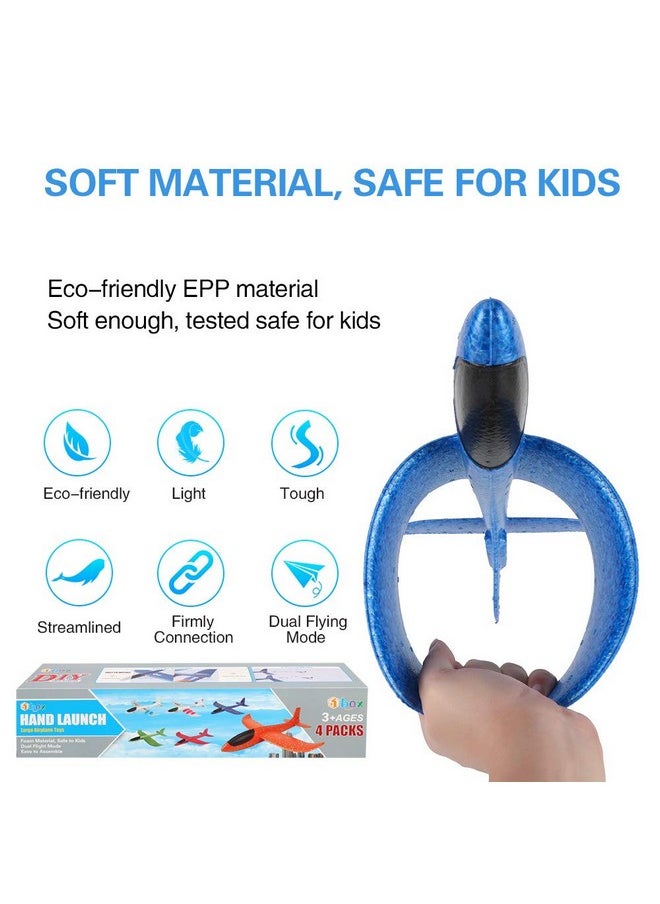 Bootaa BooTaa 4 Pack Airplane/Flying Toys, 17.5" Large Throwing Foam Plane/Gliders, 2 Flight Mode, Birthday Gifts for Girls Kids 3 4 5 6 7 8 9 10 11 12 Year Old Boys,Outdoor Sport Game Toys  - Image 4