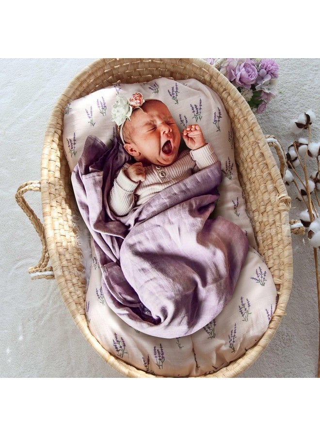 LifeTree Muslin Baby Lounger Cover Neutral, Newborn Slipcover Lounger Cover for Boys Girls Infant, Soft Organic Cotton, Cover Only, Lavender and Mauve Pattern, 30.7in x 20in - Image 4