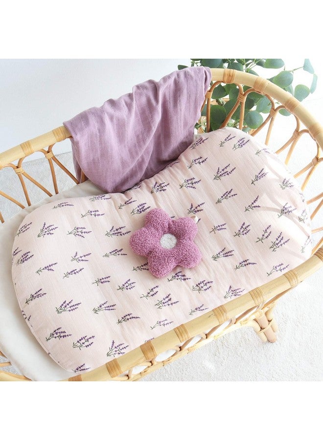 LifeTree Muslin Baby Lounger Cover Neutral, Newborn Slipcover Lounger Cover for Boys Girls Infant, Soft Organic Cotton, Cover Only, Lavender and Mauve Pattern, 30.7in x 20in - Image 2
