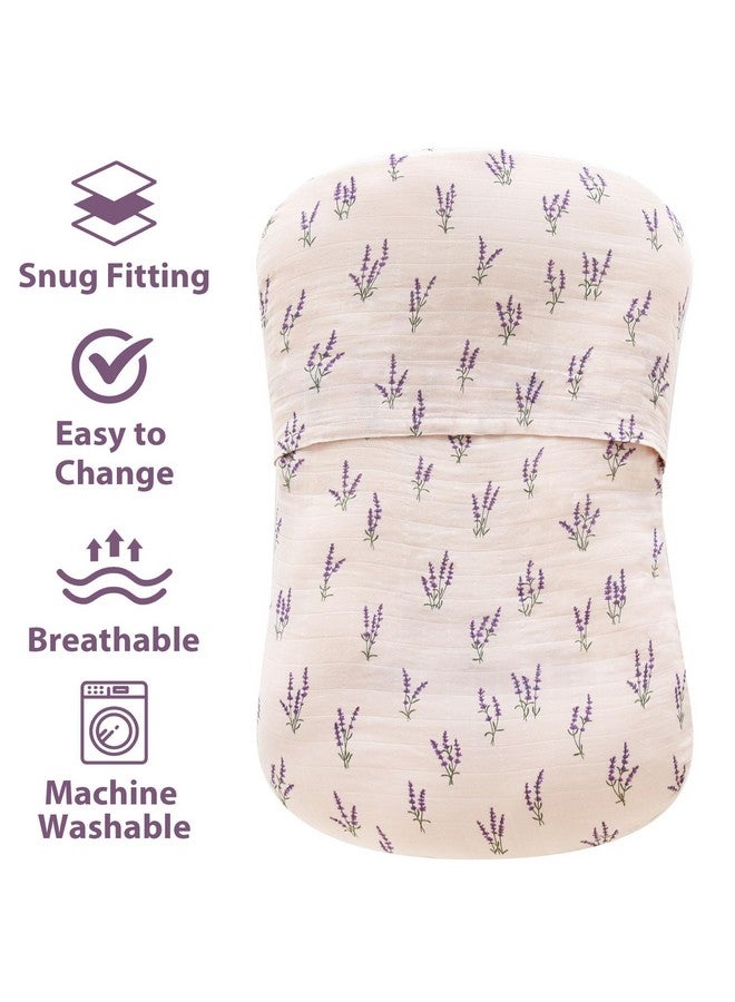 LifeTree Muslin Baby Lounger Cover Neutral, Newborn Slipcover Lounger Cover for Boys Girls Infant, Soft Organic Cotton, Cover Only, Lavender and Mauve Pattern, 30.7in x 20in - Image 1