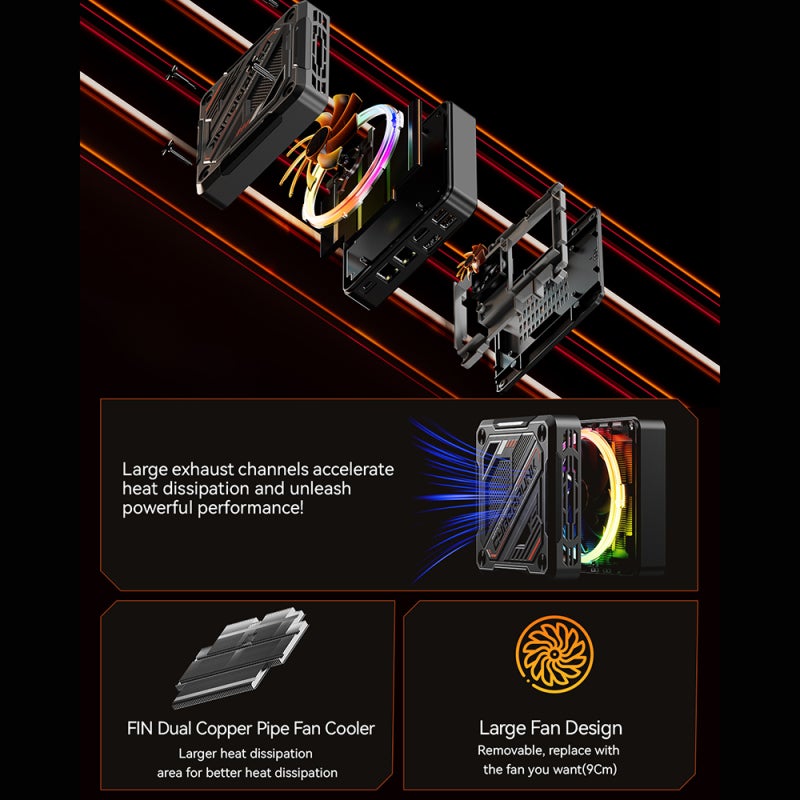 Mini Gaming Pc 32G&1Tb Uk Plug High-performance Amd Phoenix Ryzen 7 8845Hs Processor - Triple 4K@120Hz Display Mini Pc For High-intensity Work Gaming Design Black - Image 4