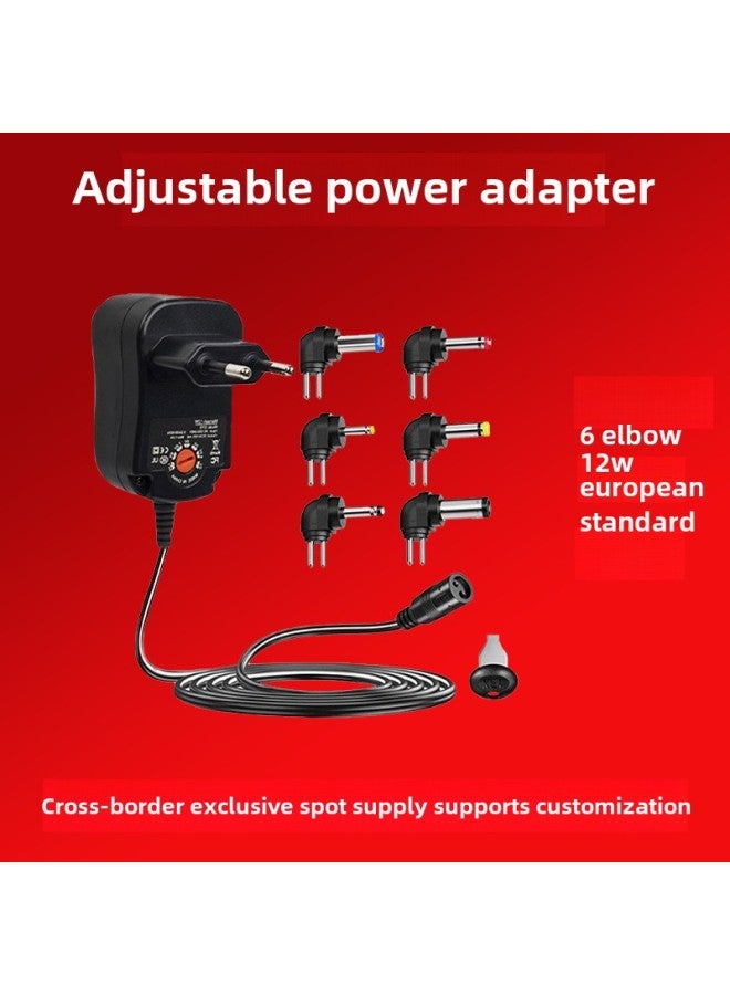 Multi-Function 30W12W Charger Adjustable Power Adapter For EU/US/UK/AU Regulations 6 Bent Head 8 Head Universal Charging Adapter-Color:12W European Gauge 6 Elbow - Image 1