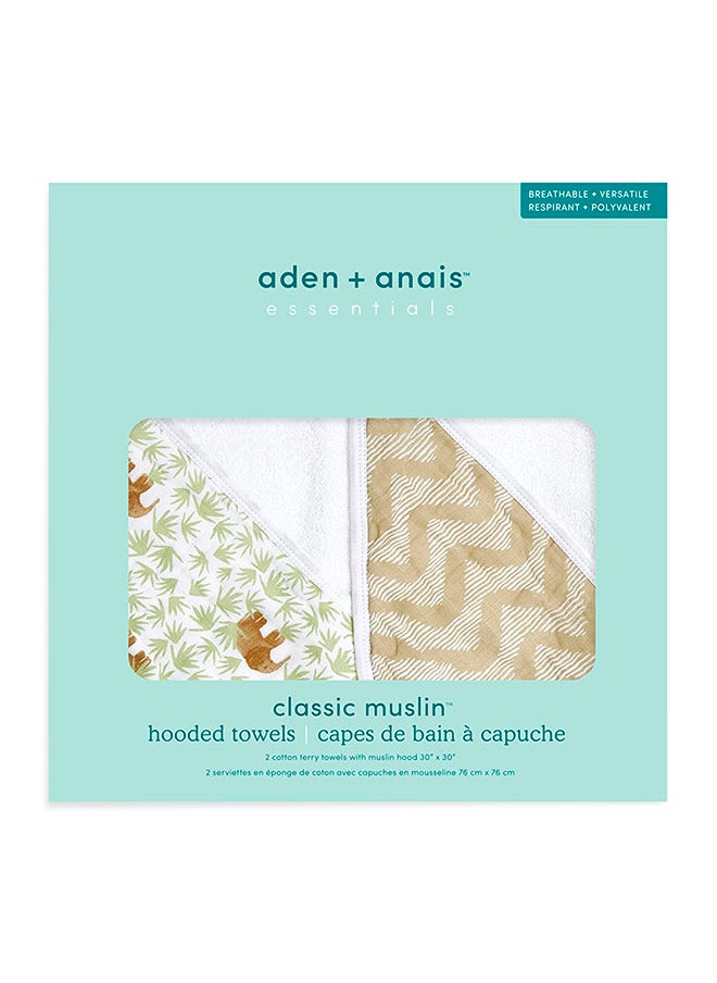 aden + anais Pack Of 2 Essentials Hooded Towel - Tanzania  - Image 3