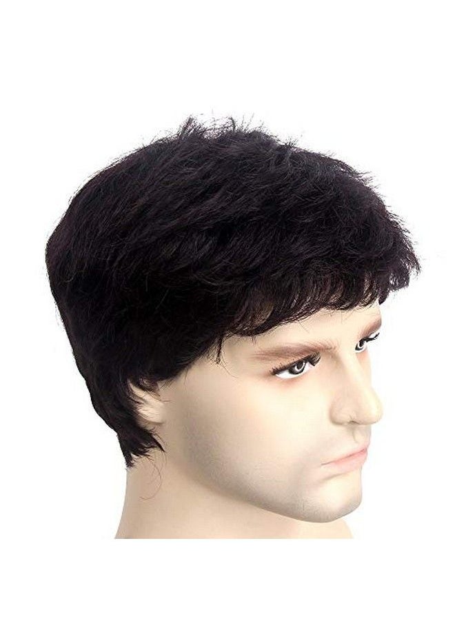 Honbon - Wigs For Men Hair Wigs For Men Synthetic Hair Wigs For Boys Natural Dark Brown 100 Gram Pack Of 1 - Image 1