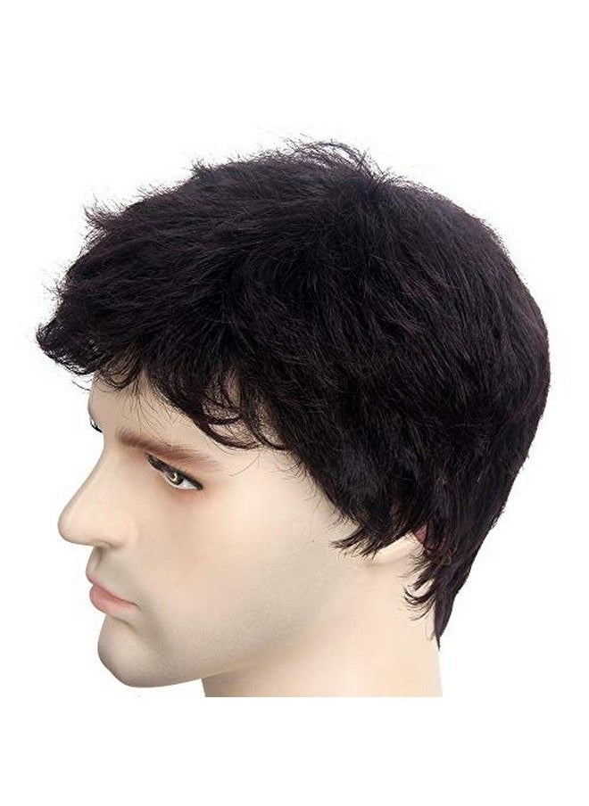 Honbon - Wigs For Men Hair Wigs For Men Synthetic Hair Wigs For Boys Natural Dark Brown 100 Gram Pack Of 1 - Image 1