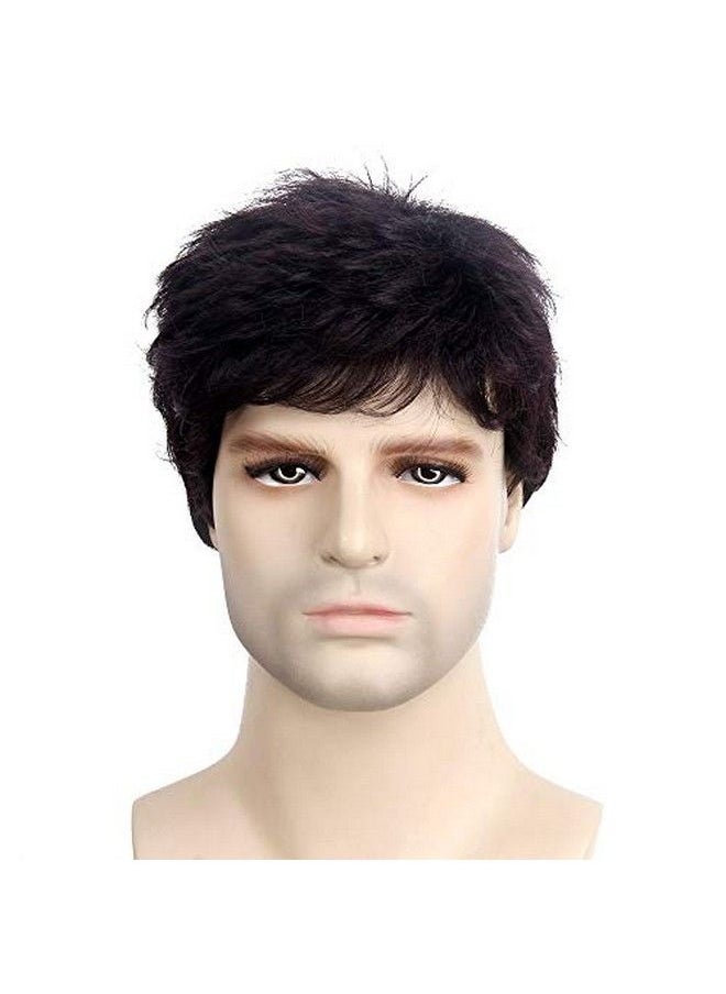 Honbon - Wigs For Men Hair Wigs For Men Synthetic Hair Wigs For Boys Natural Dark Brown 100 Gram Pack Of 1 - Image 1