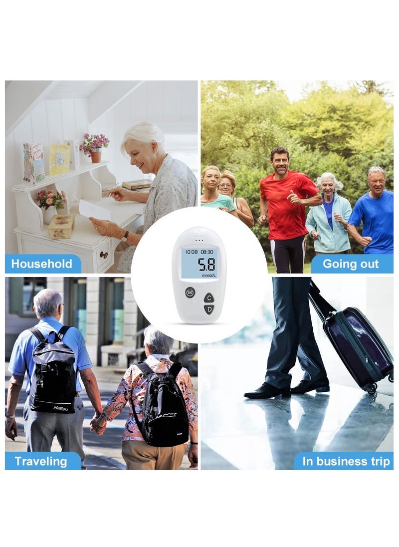 مجموعة أدوات فحص نسبة السكر في الدم لمرض السكري مع 50 شريط اختبار بدون ترميز و50 واخزًا (الوحدة: ملجم/ديسيلتر) - Image 4