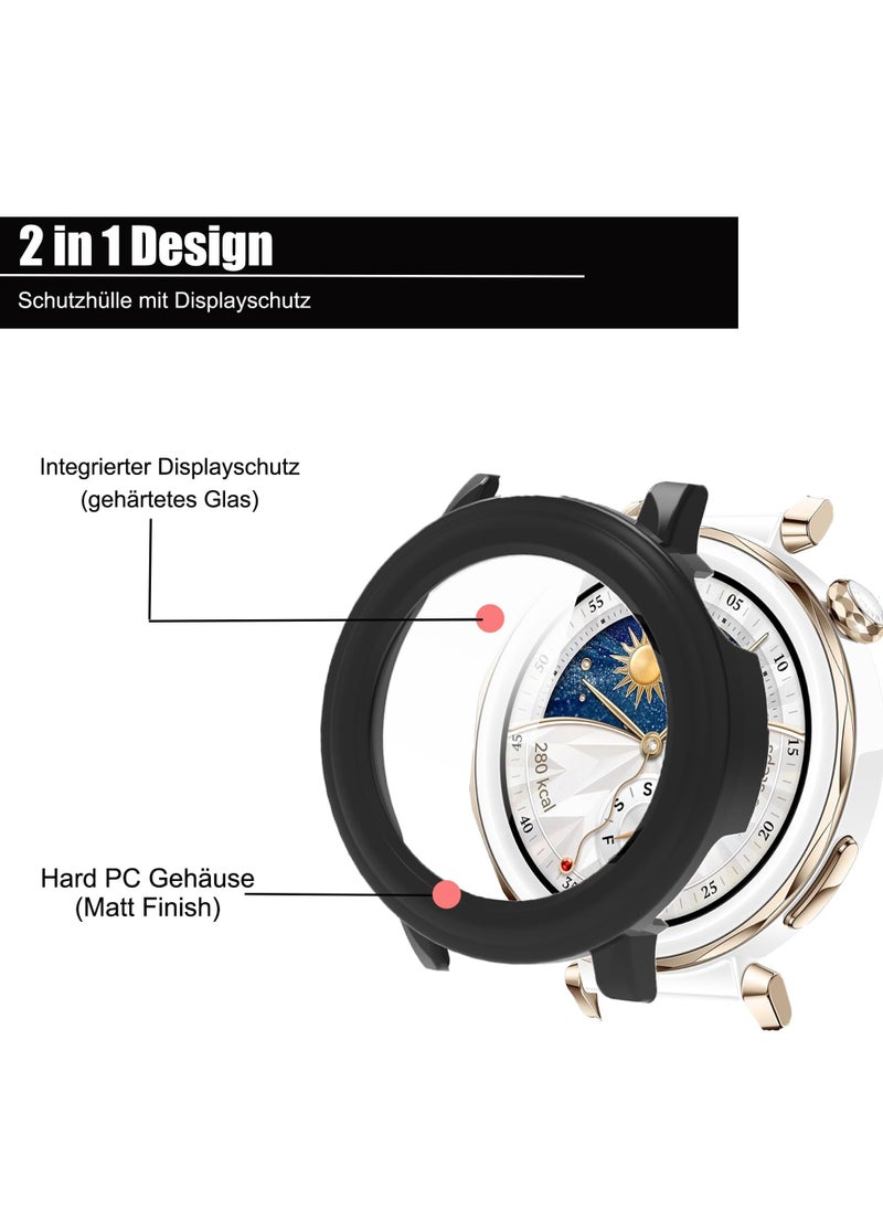 Generic Case Compatible with Huawei Watch GT5 PRO 42 mm 9H Hardness 360° All-Round Protective Case Built-in Glass Scratch-Resistant PC Screen Protector Case Cover (Black)  - Image 2