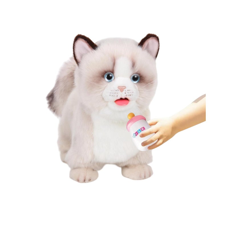 CU-MATE CUMATE Interactive Pet Ragdoll CatElectric Plush Toy CatRobot Stuffed Cat with WalkingNoddingTail WaggingBarkingDrinking Milk Gift for Girls Boys - Image 3