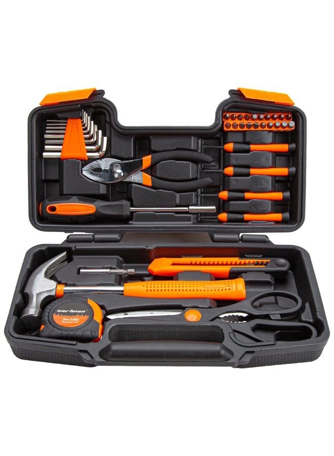 CARTMAN Orange 39-Piece Tool Set - General Household Hand Tool Kit with Plastic Toolbox Storage Case - Image 1